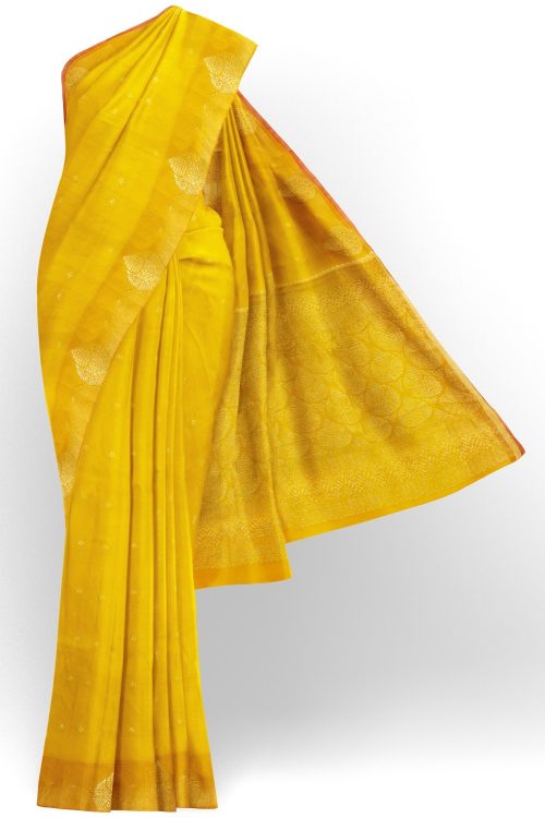 sri kumaran stores 102022 pure cotton golden yellow saree with golden yellow border 1 1
