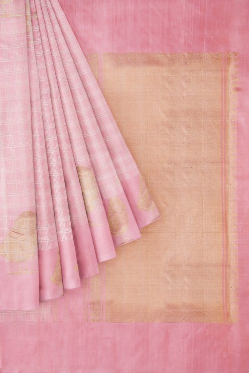 sri kumaran stores kanchipuram silk saree baby pink saree with baby pink border 1