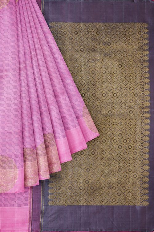 sri kumaran stores kanchipuram silk saree baby pink saree with baby pink border 1 1