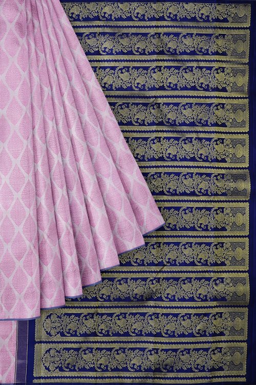 sri kumaran stores kanchipuram silk saree baby pink saree with baby pink design border 1