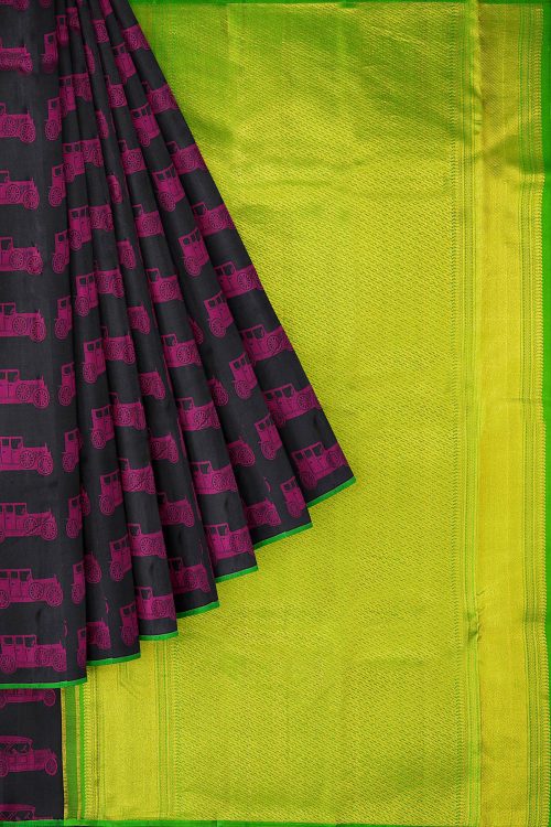sri kumaran stores kanchipuram silk saree black saree with black border 1