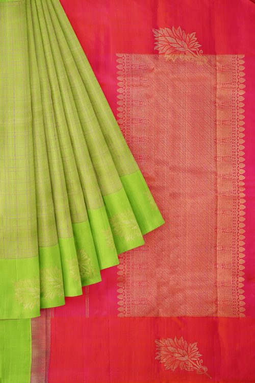 sri kumaran stores kanchipuram silk saree light green saree with light green design border 1