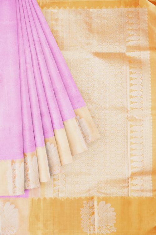 sri kumaran stores kanchipuram silk saree pink saree with golden border 1