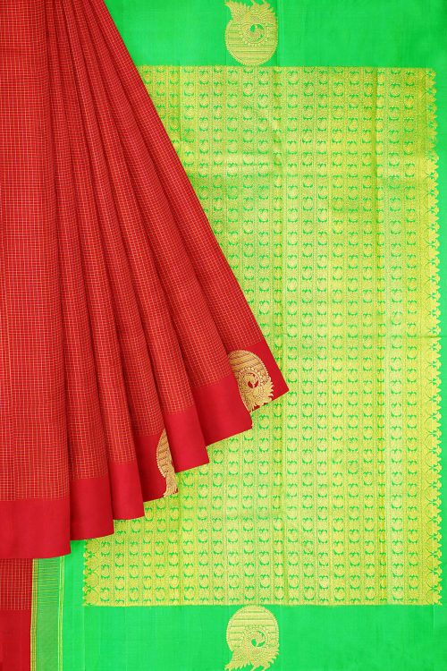sri kumaran stores kanchipuram silk saree red saree with red border 1