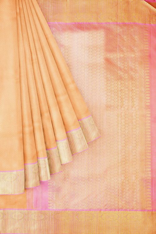 sri kumaran stores kanchipuram silk saree sandal saree with golden border 1