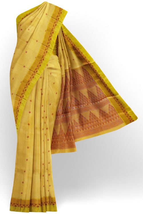sri kumaran stores kora cotton saree light greenish saree with green border 1