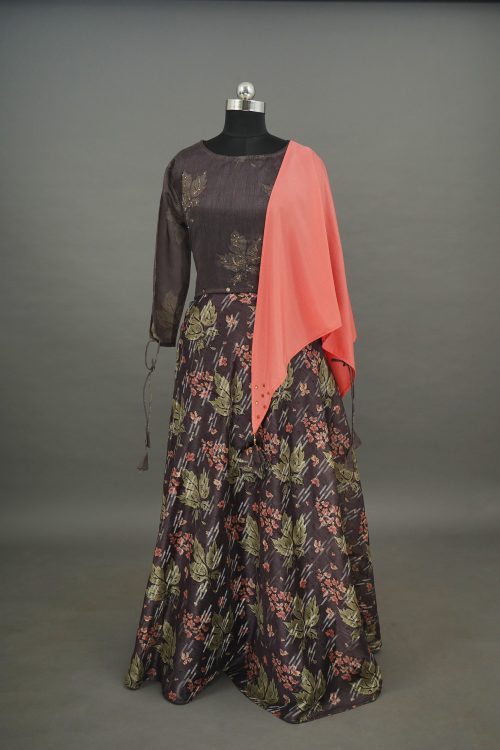 sri_kumaran_stores_lehenga_dark_brown_with_floral_design_bottom_and_orange_shawl-1.jpg