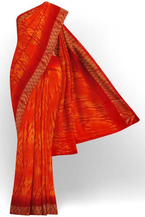 sri kumaran stores linen chiffon saree red saree with red border 1