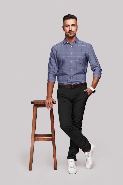 sri kumaran stores men perri alley grey checker full sleeve shirt 1 1