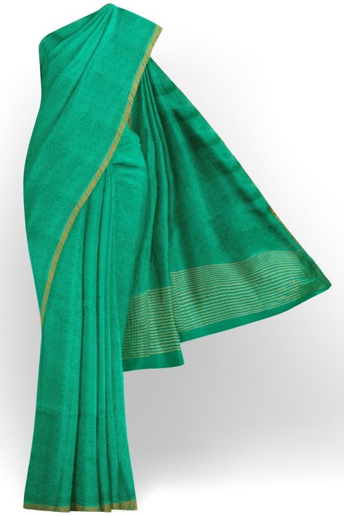 sri kumaran stores mysuru silk saree tarquoise blue saree with self emboss design 1