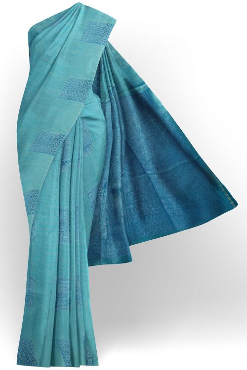 sri kumaran stores semi silk cotton saree light blue saree with light blue border 1