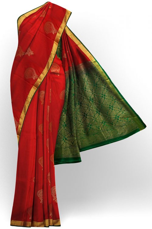 sri kumaran stores soft silk red saree with golden border 1