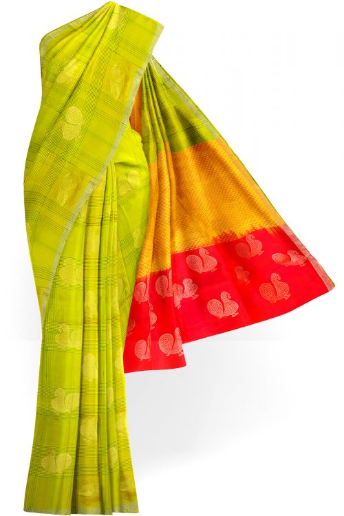 sri kumaran stores soft silk saree light green saree with light green border 1
