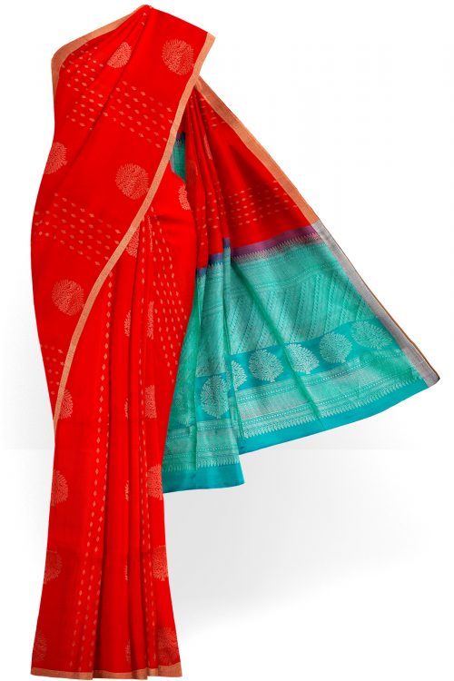 sri kumaran stores soft silk saree red saree with golden border 1