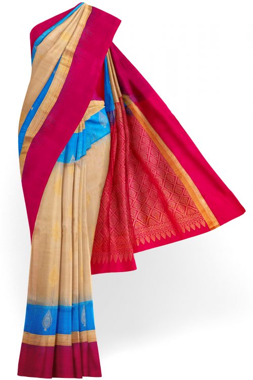 sri kumaran stores soft silk saree sandal saree with red border 1