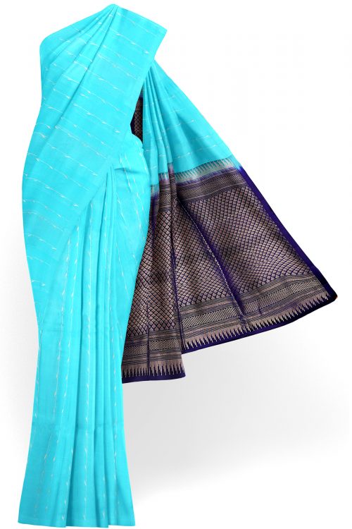 sri kumaran stores soft silk saree sky blue saree with sky blue border 1
