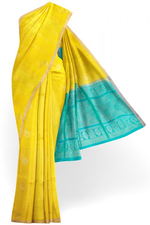 sri kumaran stores soft silk saree yellow saree with golden yellow border 1