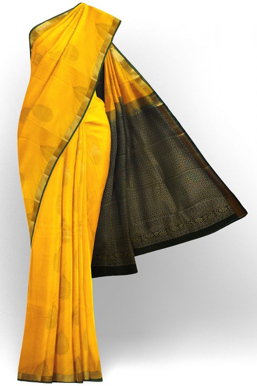 sri kumaran stores soft silk yellow saree with golden border 1