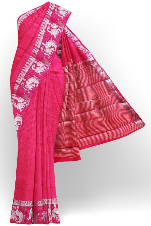 Blue Tussar Ghicha Staple Cotton Saree - V4Groomers